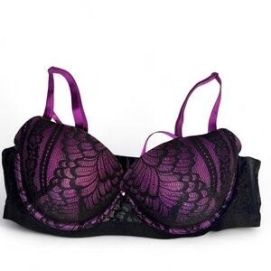 Adore Me Purple and Black Lace Bra